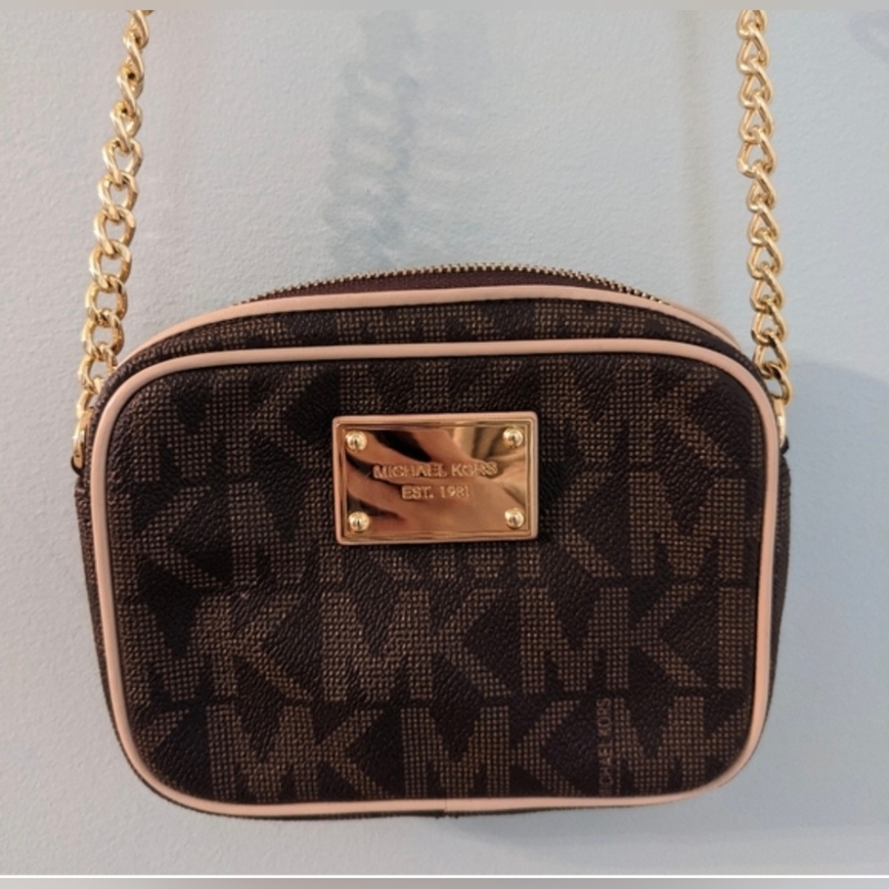 Michael Kors Mini Crossbody Brown And Gold